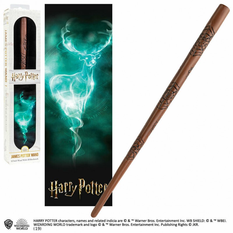 Noble Collection Harry Potter James Potter Wand Varita Replica 30cm