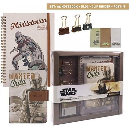 Set Cuaderno, Bloc de Notas, Adhesivos y Clips- Star Wars
