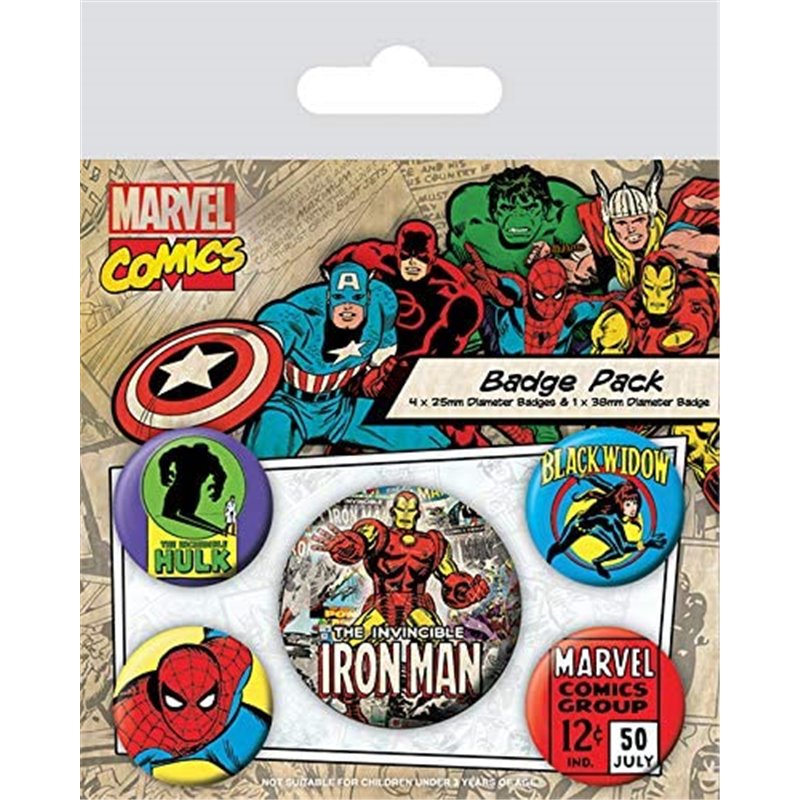PACK DE CHAPAS Marvel Retro - Badge Pack Iron Man